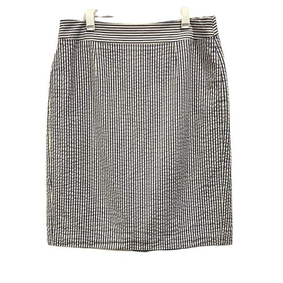 Banana Republic women’s size 6 seersucker blue & white lined knee length skirt - Picture 1 of 12
